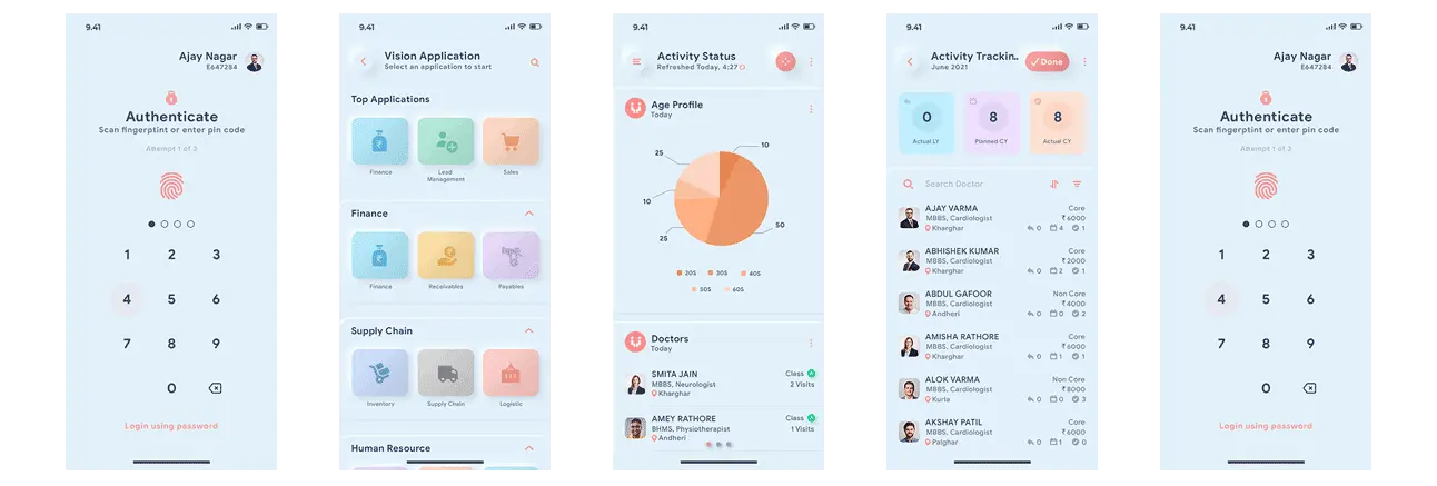 Dashboard for tracking Pharma sales person activity from the phone
